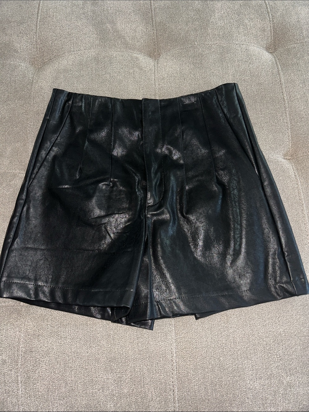 glam Black High-Waist Faux Leather Shorts